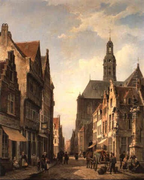 Figures In An Amsterdam Street - view 1