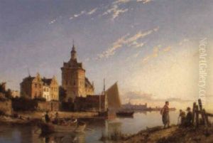 The Harbour Of Delfzijl by Pieter Cornelis Dommershuijzen