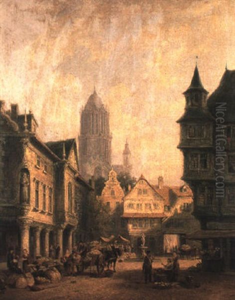 Busy Dutch Market Square - view 1
