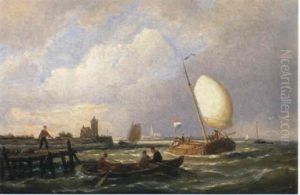 On The Isle Of Voorn, Holland by Pieter Cornelis Dommershuijzen