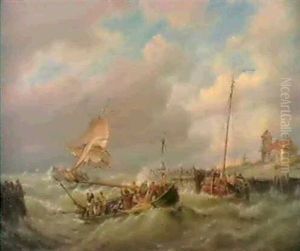 On The Isle Of Texel, Holland by Pieter Cornelis Dommershuijzen