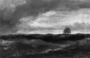 Segelschiff Auf Sturmischer See by Pieter Cornelis Dommershuijzen