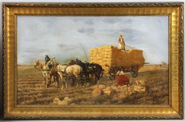 Oil On Canvas Of Farmers - view 1