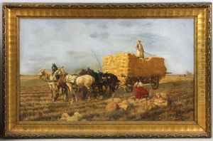 Oil On Canvas Of Farmers by John Milne Donald