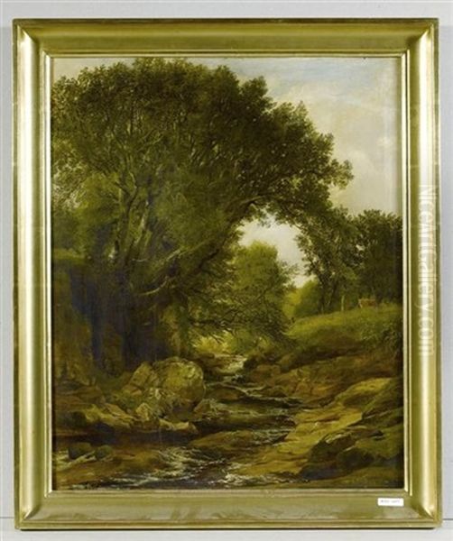 Waldlandschaft Mit Bach Und Kuhen - view 1