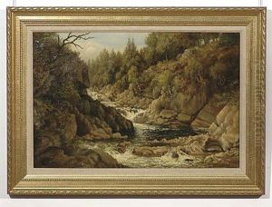Waterfall Along Stream by John Milne Donald