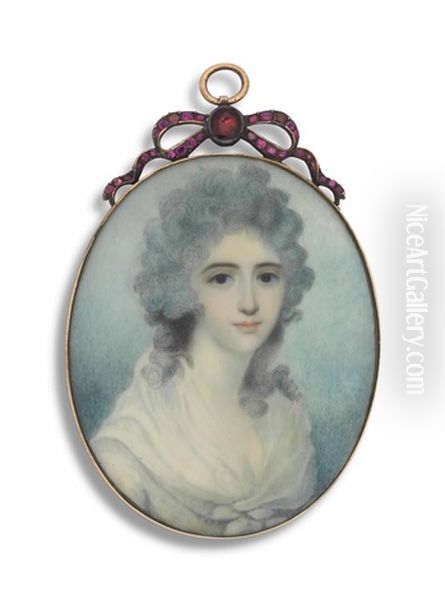 A Young Lady, In White Dress With Fichu - view 1
