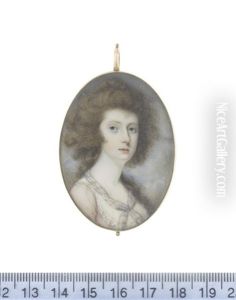A Lady, Wearing Pale Pink Dress With Frilled Lace Trim, Blue And Yellow Striped Necktie, Her Natural Hair Worn A La Conseilleur by John Donaldson