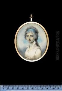 Lady Clinton, Wearing White Dress With High Collar, Black Ribbon Choker And Blue Bandeau In Her Powdered Hair by John Donaldson