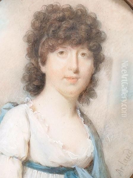 Portrait Miniature Of A Young Lady Wearing An Empire Line Dress - view 1
