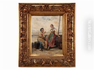Boy & Girl At The Beach by Frederick Reginald Donat