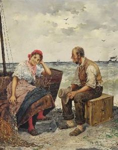 Fischer Und Junges Madchen by Frederick Reginald Donat