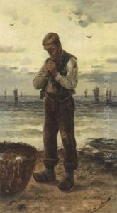 Rauchender Fischer Am Strand by Frederick Reginald Donat
