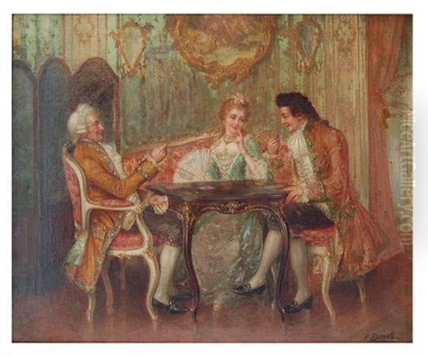 La Partie De Cartes Dans Un Salon Louis Xv - view 1