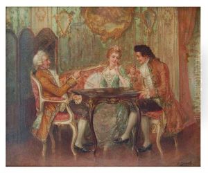 La Partie De Cartes Dans Un Salon Louis Xv by F. R. Donati