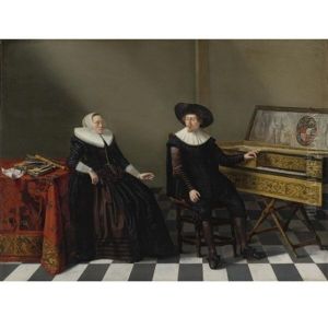 Marriage Portrait Of A Husband And Wife Of The Lossy De Warine Family by Gerard van Donck