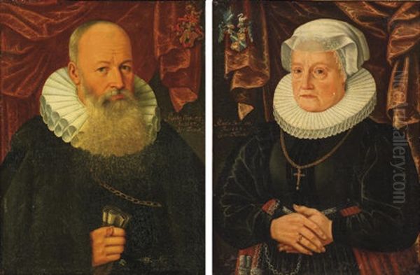 Portrait Of A Gentleman In A Black Costume With A White Molensteenkraag (+ Portrait Of A Lady In A Black Costume; 2 Works) - view 1