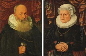 Portrait Of A Gentleman In A Black Costume With A White Molensteenkraag (+ Portrait Of A Lady In A Black Costume; 2 Works) by Gerard van Donck