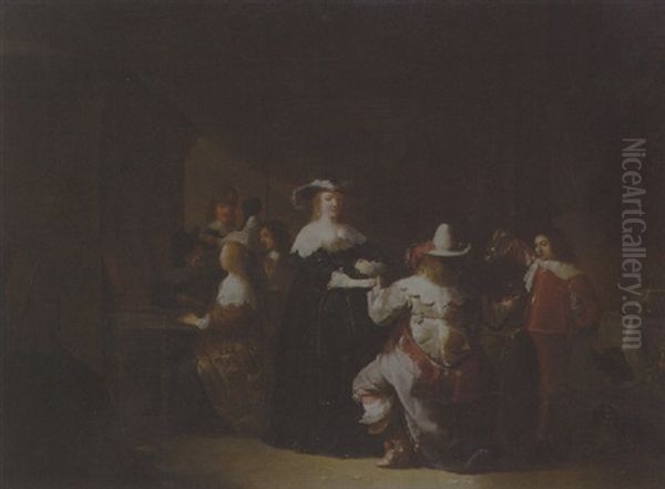 Vornehme Gesellschaft In Einem Innenraum - view 1