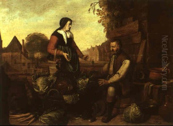 Peasant Woman With A Vegetable Seller - view 1