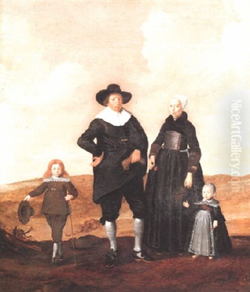 Portrait Of A West Frisian Couple With Their Two Children - view 1