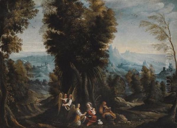 A Landscape With John The Baptist Preaching In The Wilderness; A Landscape With The Rest On The Flight Into Egypt (pair) - view 1