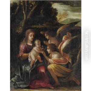 Madonna Col Bambino E Angeli by Giovanni Andrea (il Mastelletta) Donducci