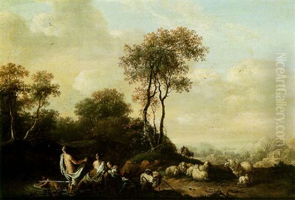A Pastoral Landscape With Shepherdesses Bathing - view 1