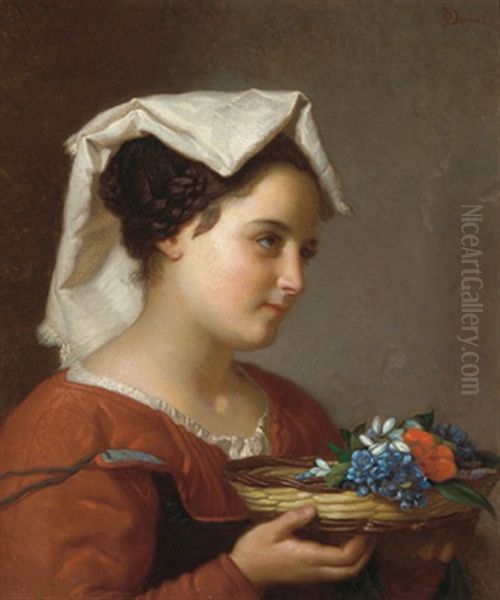 Italienisches Bauernmadchen Mit Blumen - view 1