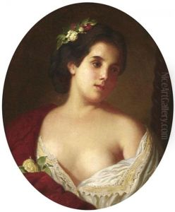 Portrat Einer Jungen Dame Mit Rose Im Haar by Otto Donner von Richter