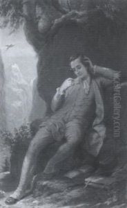 Der Verliebte Goethe In Den Bergen Von Airolo Bei Einer Pause Auf Seiner Wanderung by Otto Donner von Richter