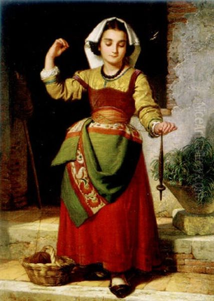 A Young Maid With A Spool Of Yarn - view 1