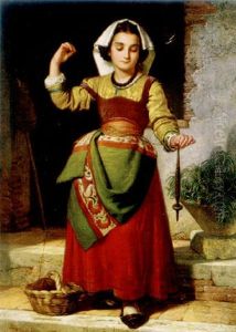 A Young Maid With A Spool Of Yarn