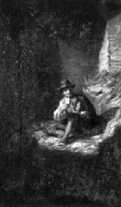 Im Stroh Sitzender Junger Mann Mit Brot Und Pfeife by Otto Donner von Richter