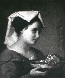 Italienerinde Med Kurv Med Blomster by Otto Donner von Richter