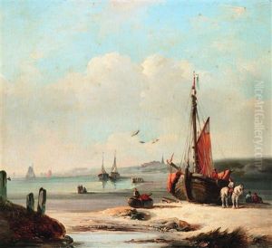 The Unloading Of The Bomschuit At Scheveningen by Desire Donny