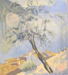 Saule Devant Le Lac Majeure De Lugano by Paul Donze