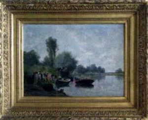 Embarquement Pres Du Lac by Charles Donzel