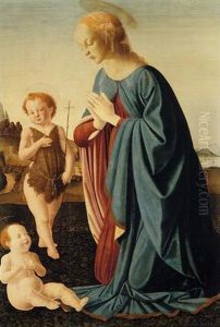 The Madonna Adoring The Christ Child, The Infant Saint John The Baptist Standing Nearby by Pietro del Donzello
