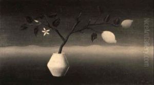 Stilleven (witte Pul, Tak Met 2 Citroenen) by Tine Van Doornik