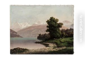 Rive Du Lac De Thoune Avec Chevres