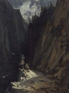 Scene De Don Quichotte De Cervantes, Dans Le Passage Des Pyrenees by Gustave Dore