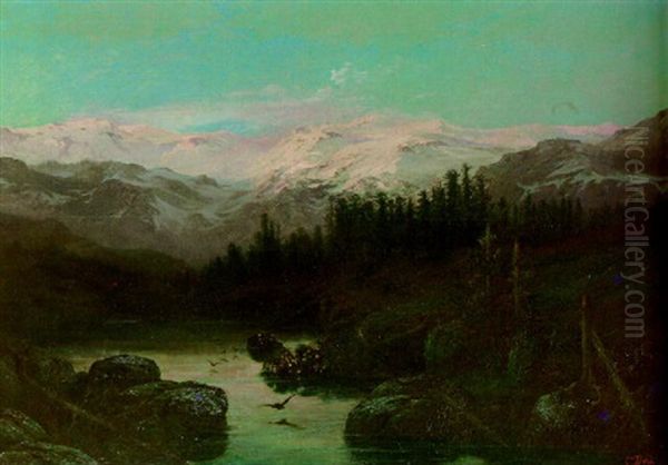 Effet De Soleil Couchant Dans Les Alpes - view 1