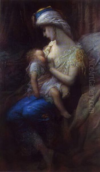 Jeune Orientale Allaitant Son Enfant - view 1