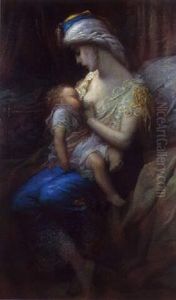 Jeune Orientale Allaitant Son Enfant by Gustave Dore
