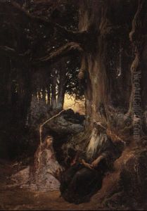 Merlin The Wizard And The Fairy Vivian by Gustave Dore