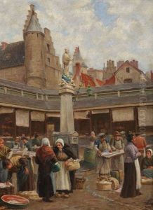 Vieux Marche Aux Poissons A Anvers by Jacques Dore