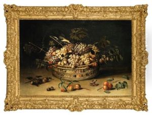 Still Life With A Basket Of Grapes by Paul Dorival