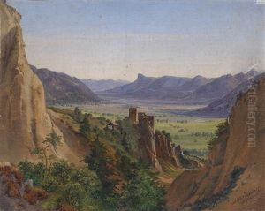 Blick Auf Die Brunnenburg Bei Meran Und Das Etschtal