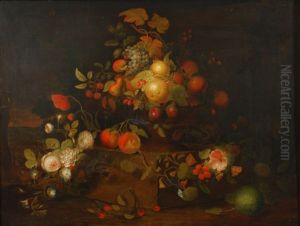 Coupe De Fruits Et Fleurs Sur Une Tablette by Martin Van Dorne